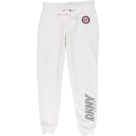 DKNY Womens Washington Nationals Athletic Jogger Pantalones, Blanco, Pequeño