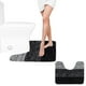 thumbnail image 1 of Alfombra de baño en forma de U de microfibra absorbente para inodoro | Alfombra de baño suave y mullida antideslizante | Lavable en máquina Secado rápido | Espuma de vellón polar | 16x20in | Gris,, 1 of 7
