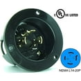 thumbnail image 2 of Journeyman-Pro 2415, NEMA L14-20 Flanged Inlet Generator Plug, 20A 125/250 Volt, Locking Receptacle Socket, Black Industrial Grade, Grounding 5000 Watts (No Cover Included), 2 of 6