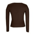 thumbnail image 6 of Lixiuxyad Women Basic Tee Ribbed Knit Long Sleeve Crewneck T Shirt Soft Stretchy Casual Basic Top For Everyday Comfort And Style,Brown, 6 of 6