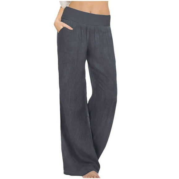 LOVZFMLL Women's Jeans, Casual High Waist Elastic Wide Leg Pants Trousers Black, 3XL