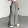 thumbnail image 4 of Women's corduroy trousers with pockets, high-waisted, wide-leg business formal trousers, 4 of 9