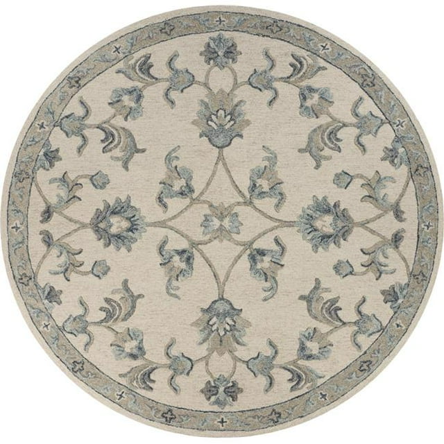 LR Resources VICTO81581IVO73RD Tapis de 7 Pi x 3 Po à Fleurs Rondes en Miroir&44; Ivoire & Bleu
