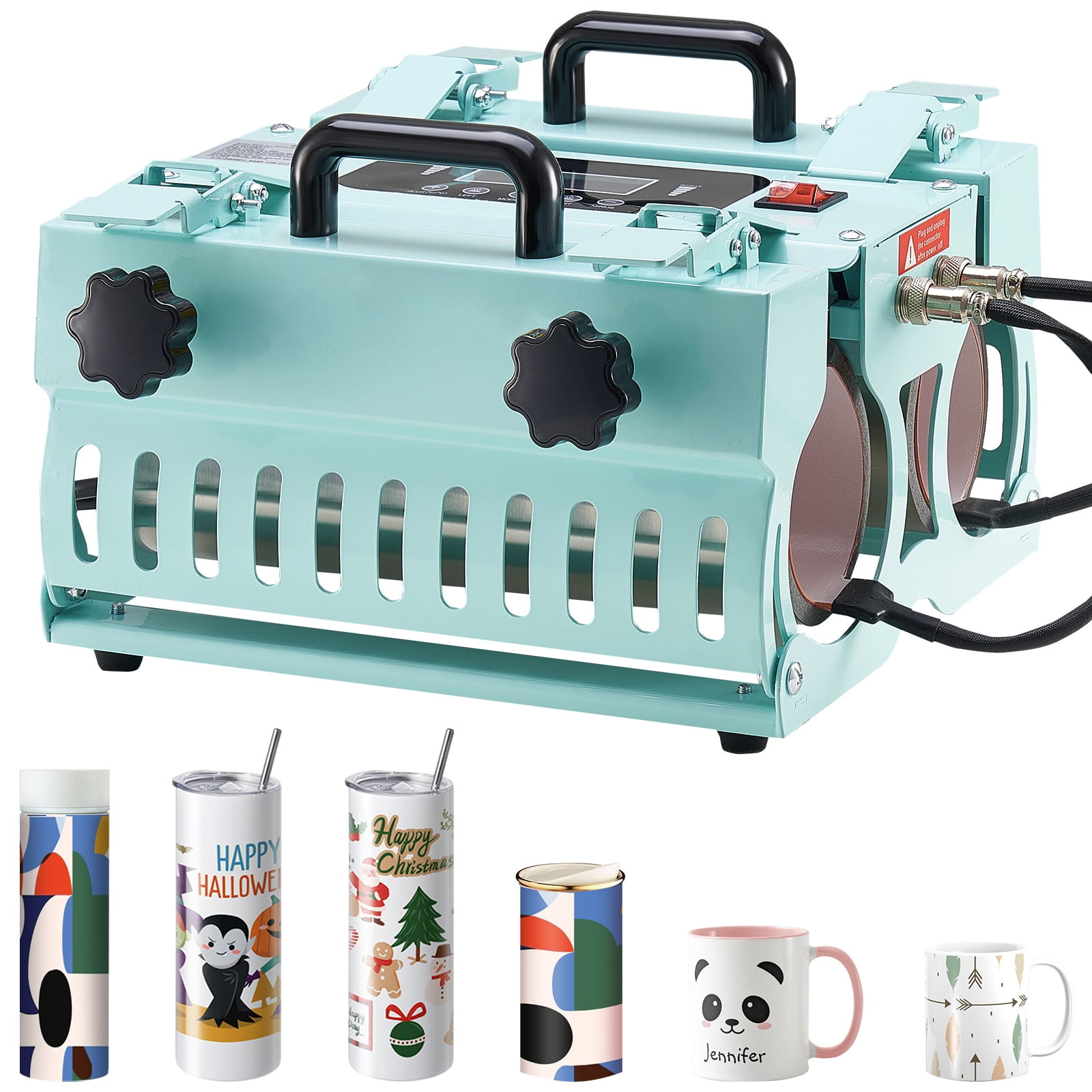 KFFKFF Double Station Tumbler Heat Press Machine for 11oz-30oz Stainless Steel, Ceramic, Glass Tumbler,2 in 1 Mug Press Machine with Two Independent Controlled LCD Panels
