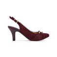 thumbnail image 3 of KAREN SCOTT Womens Wine Maroon Mixed Media Slingback Chain Detail Adjustable Strap Goring Giselee Pointed Toe Stiletto Buckle Dress Pumps Shoes 10 M, 3 of 4