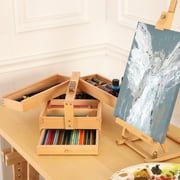 VISWIN Artist Storage Box,Portable Solid Beech Wooden Tool Box with Drawer