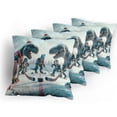 thumbnail image 5 of Ambesonne Dinosaur Throw Pillow Cover 4 Pack, T-Rex Playing Ice Hockey, 20", Petrol Blue Pale Ruby, 5 of 7
