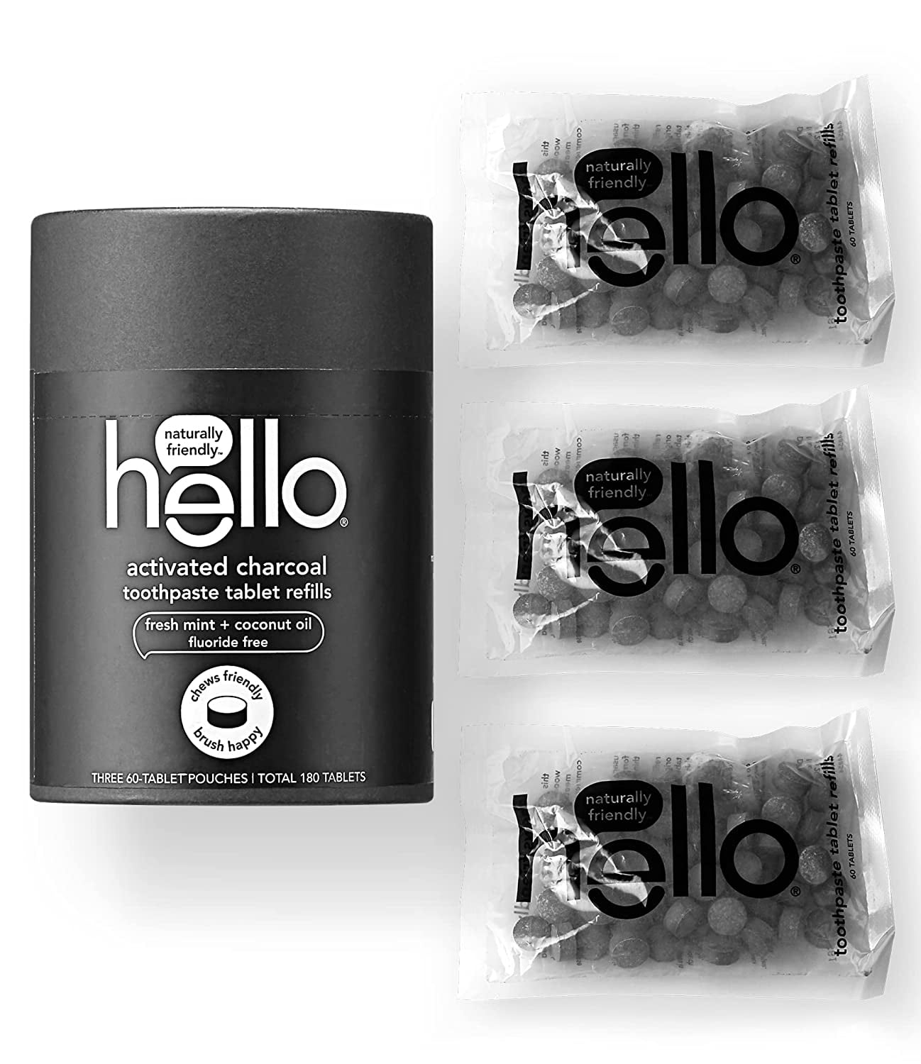 Hello Charcoal Toothpaste Tablets, Eco Friendly Toothpaste Tablets for