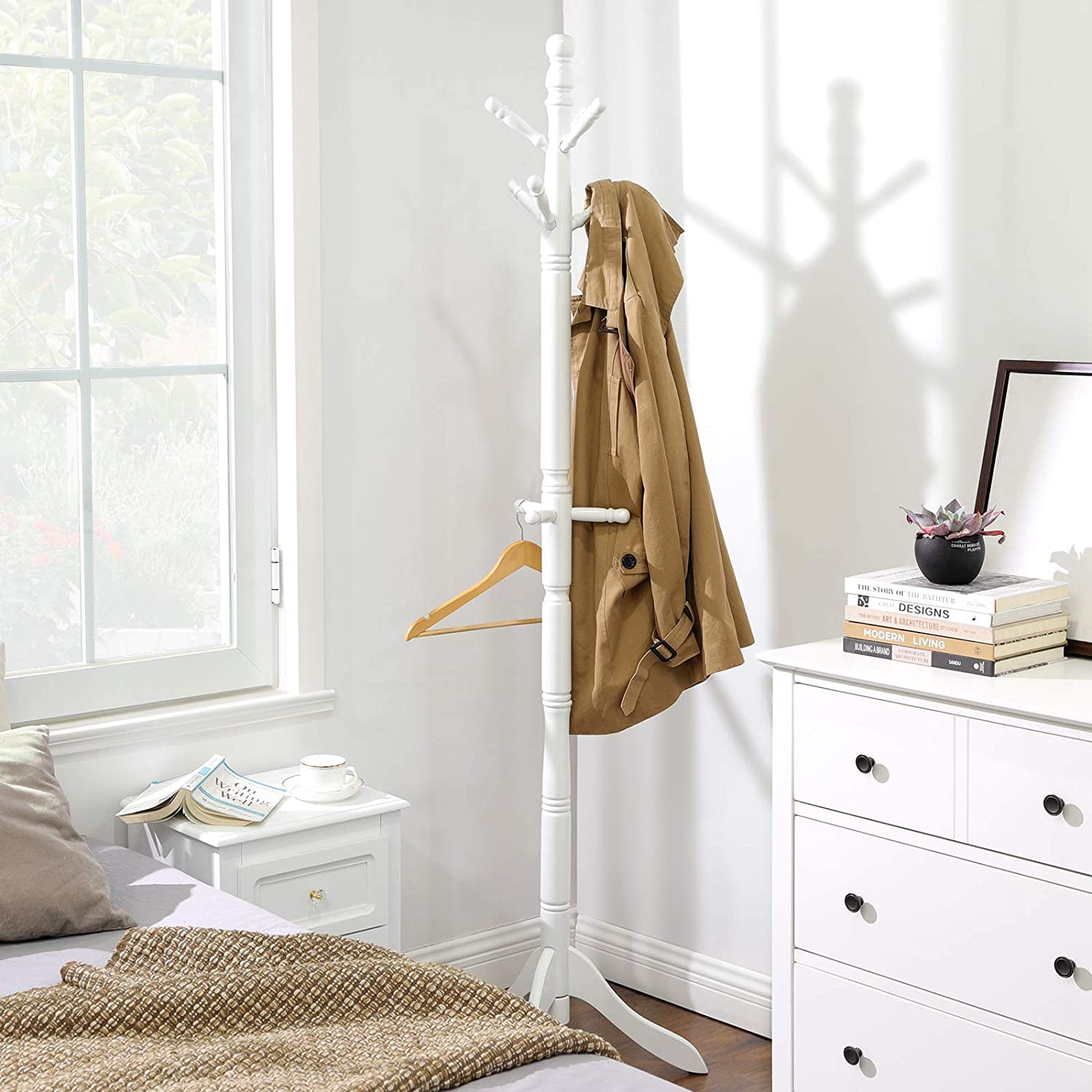 ☆UNUSED US1370 STAND COAT SH Amazon.com: VASAGLE Solid Wood Coat Rack, Free Standing Hall