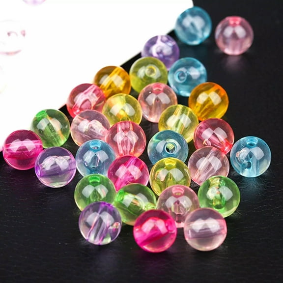 U8MO 500 Mixed Colour Transparent Acrylic Round Beads 6mm(0.24") Smooth Ball Spacer