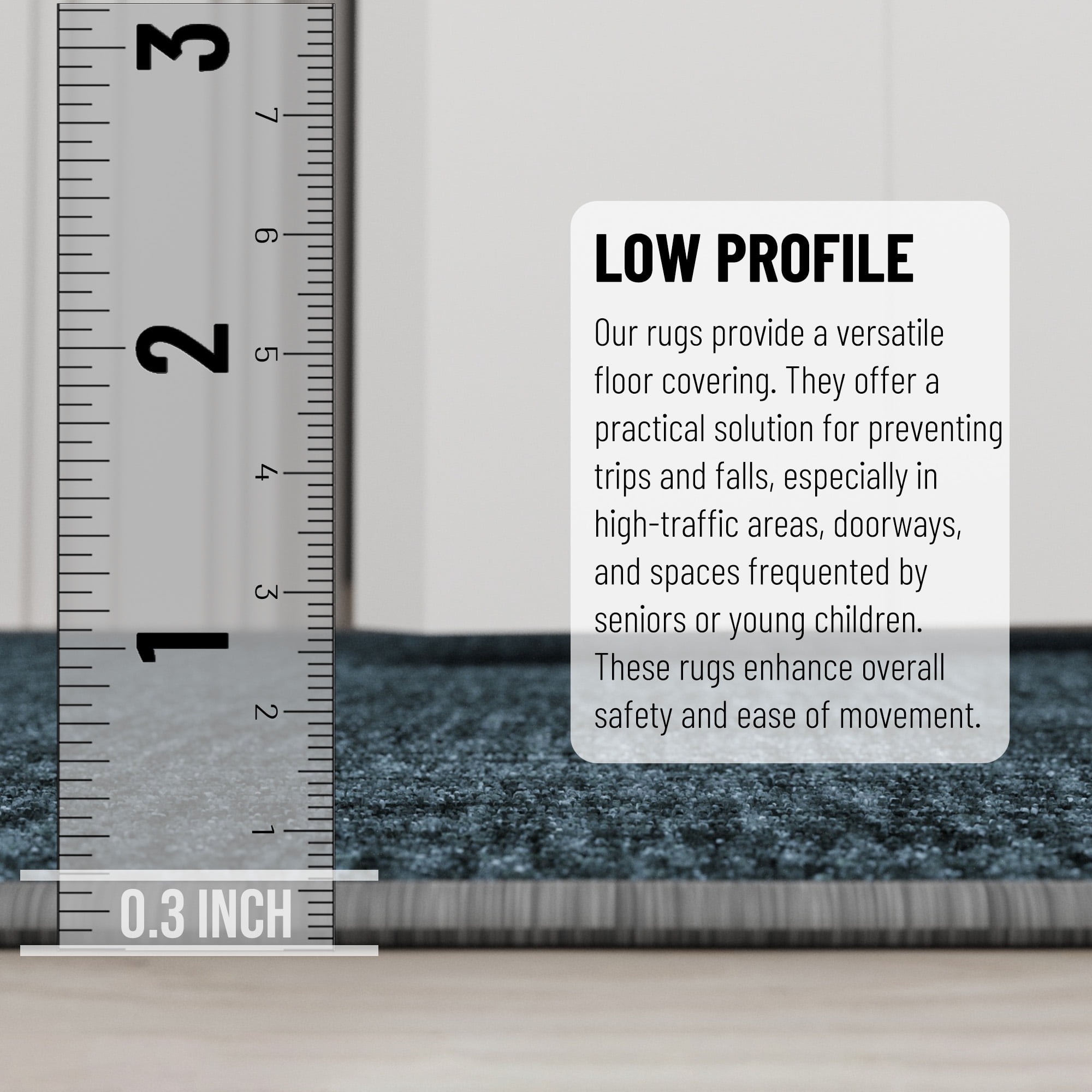 Ottomanson Aisle Runner Rug 1'10.5" x 53' Soft Non-Slip Indoor Rug, Solid Charcoal Navy