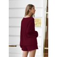thumbnail image 3 of Ekouaer Pajama Set for Women Waffle Knit Lounge Sets Long Sleeve Top and Shorts Sleepwear Matching Loungewear, 3 of 6