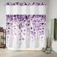 thumbnail image 6 of No Hook Shower Curtain, Purple Eucalyptus Shower Curtains for Bathroom with See Through Top Window, Spring Botanical Plant Aesthetic Waterproof & Washable Bath Curtain Long 72"x78", 6 of 9