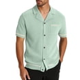 thumbnail image 3 of SGFCWSX Mens Short Sleeve Button Down Shirts, Men's Breathable Knit Button Up Shirt with Chest Pocket Green Size 3XL, 3 of 10