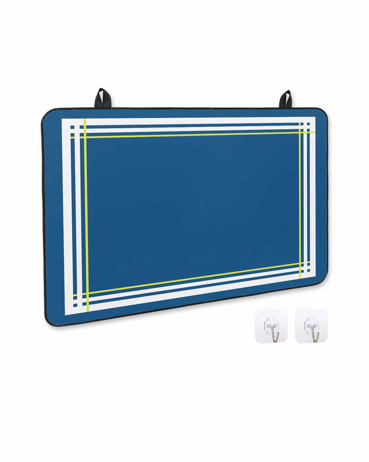 nqOlkjepod Large Induction Cooktop Protector Mat 24"x21", Navy Blue Line Stove Top Covers for Electric Stove, Farmhouse Simple Blue Striped Decorative Stove Burner Cover Mats, Glass Top Stove Cover
