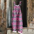 thumbnail image 2 of Jinhomg Womens Casual Sleeveless Romper Plus Size Spaghetti Strap Jumpsuit Loose Fit Comfy Floral Print Crew Neck Overalls with Pockets Pink XXXXXL, 2 of 6