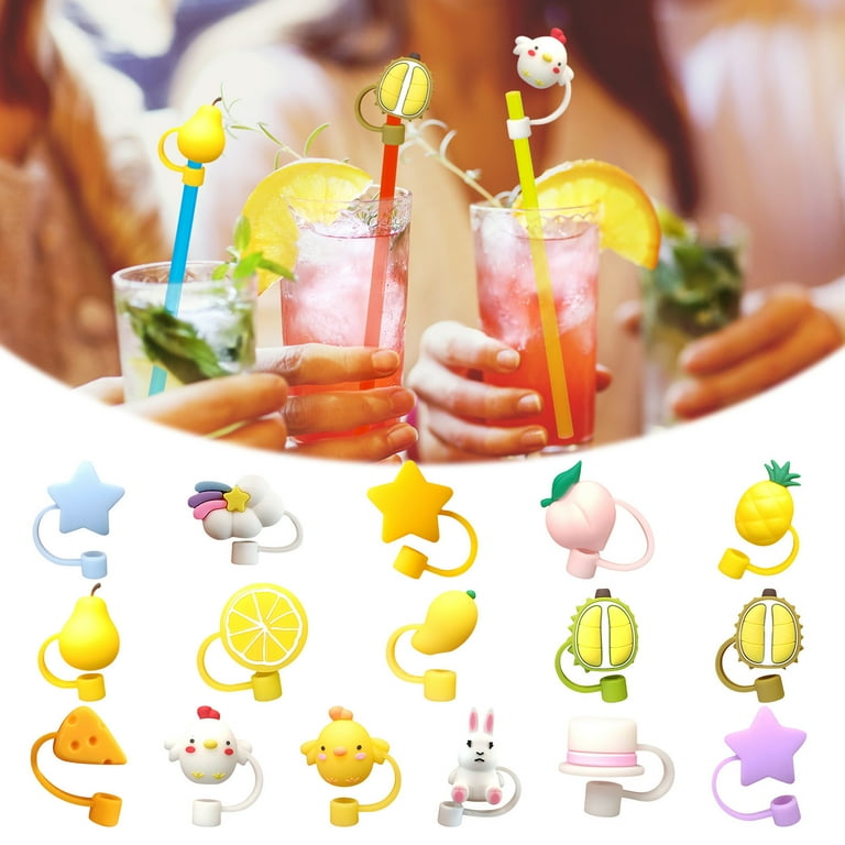 6pcs Silicone Straw Cover, Reusable Straw Toppers Drinking Straw Covers Luminous Effect Straw Cap for 10mm Stanley Straw Topper(13)