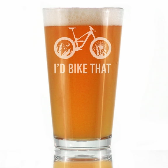 Bevvee Pint Glass 16 oz Id Bike That Gifts for Biking Enthusiasts Beer Glasses
