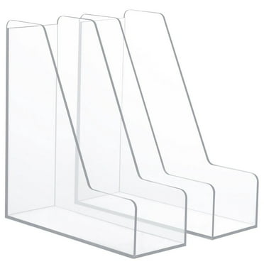 2 Pcs Magazine Holders, Clear Acrylic File Holder Desk Organizers, Vertical Magazine Rack for Home Office School, Desktop Book Storage