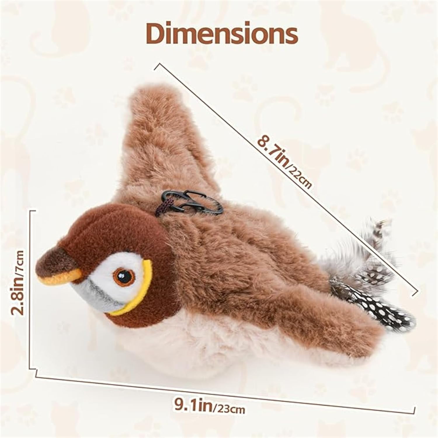 2026 Upgrade Cat Meowdy Bird Toy, Flapping Bird Cat Toy, Interactive Chirping Bird Cat Toy, Simulated Chirping Sparrow with Flapping Wings, Plush Cat Toy for Indoor Cats