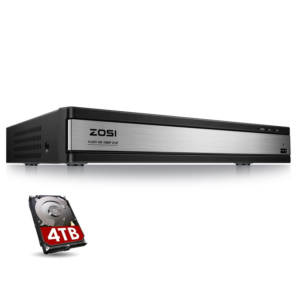 ZOSI H.265+ 16CH 1080P Dvr Recorder with 4TB Hard Drive, 4 in 1 Hybrid