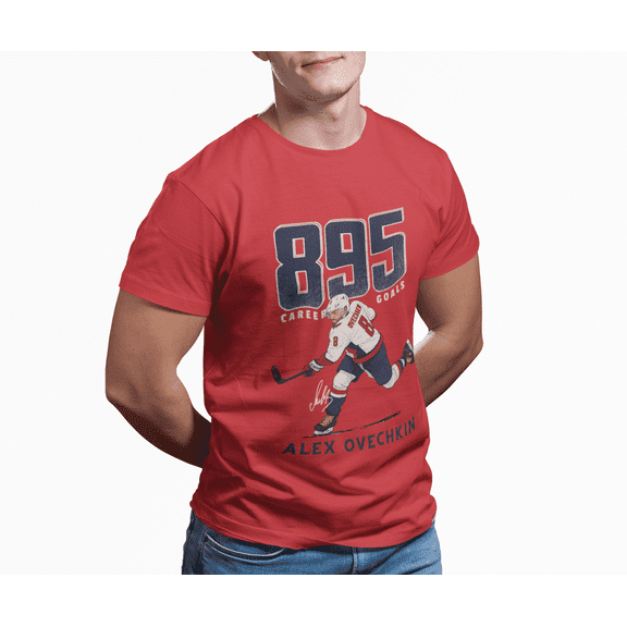 Alex Ovechkin #8 895 Goals Hockey Cartoon for fan Gift Unisex Heavy Cotton Tee-KHAO802-Red-S