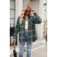thumbnail image 5 of XCHQRTI Plaid Pocket Shirt for Women Lapel Button Down Blouse Casual Long Sleeve Tops, 5 of 7