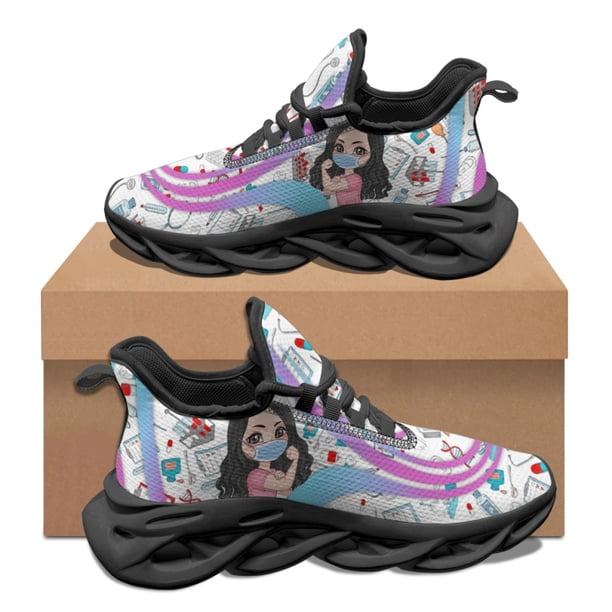 Zapatos de enfermería con cordones, diseño de dibujos animados, equipo médico de enfermera, zapatos casuales de diseñador de marca, zapatillas antideslizantes con absorción de impactos, calzado nuevo