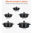 thumbnail image 3 of Juego Xtellar De Ollas Esmaltadas De Cinco Piezas Bateria De Cocina Con tapas de cristal Color Negro, 3 of 3