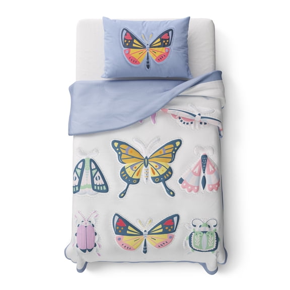 Mainstays Kids Textured Butterfly Comforter Set, Twin, 2 Pieces