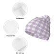 thumbnail image 3 of Pofeuu Purple Checkboard Print Beanie Hat for Men Women Knit Winter Hat Warm Cuffed Skull Beanie Slouchy Soft Unisex, 3 of 6