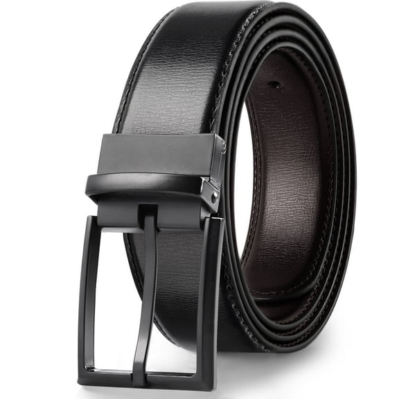 Maikun Reversible Mens Belt Black and Brown, Mens Dress Casual Belt, Thick Leather Belt