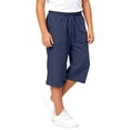 thumbnail image 3 of YMNXA Kids Boys Girls Capri Pants Drawstring Elastic Waist Solid Color Lightweight Loose Fit Stretchy Trousers For Casual Daily Wear,Navy,4-5 Years, 3 of 7