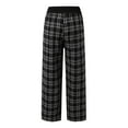 thumbnail image 4 of Bibifish Women's Pants Plaid Wide Leg Pants Elastic Waistband Flowy Fabric Stretchy Loose Fit Daily Wear Pants With Side Pockets, 4 of 9