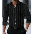 thumbnail image 2 of LNWUY Mens Button Down Shirts Business Casual Long Sleeve Wrinkle Free Dress Shirts for Men Striped Shirts Regular Fit Black XXL, 2 of 2