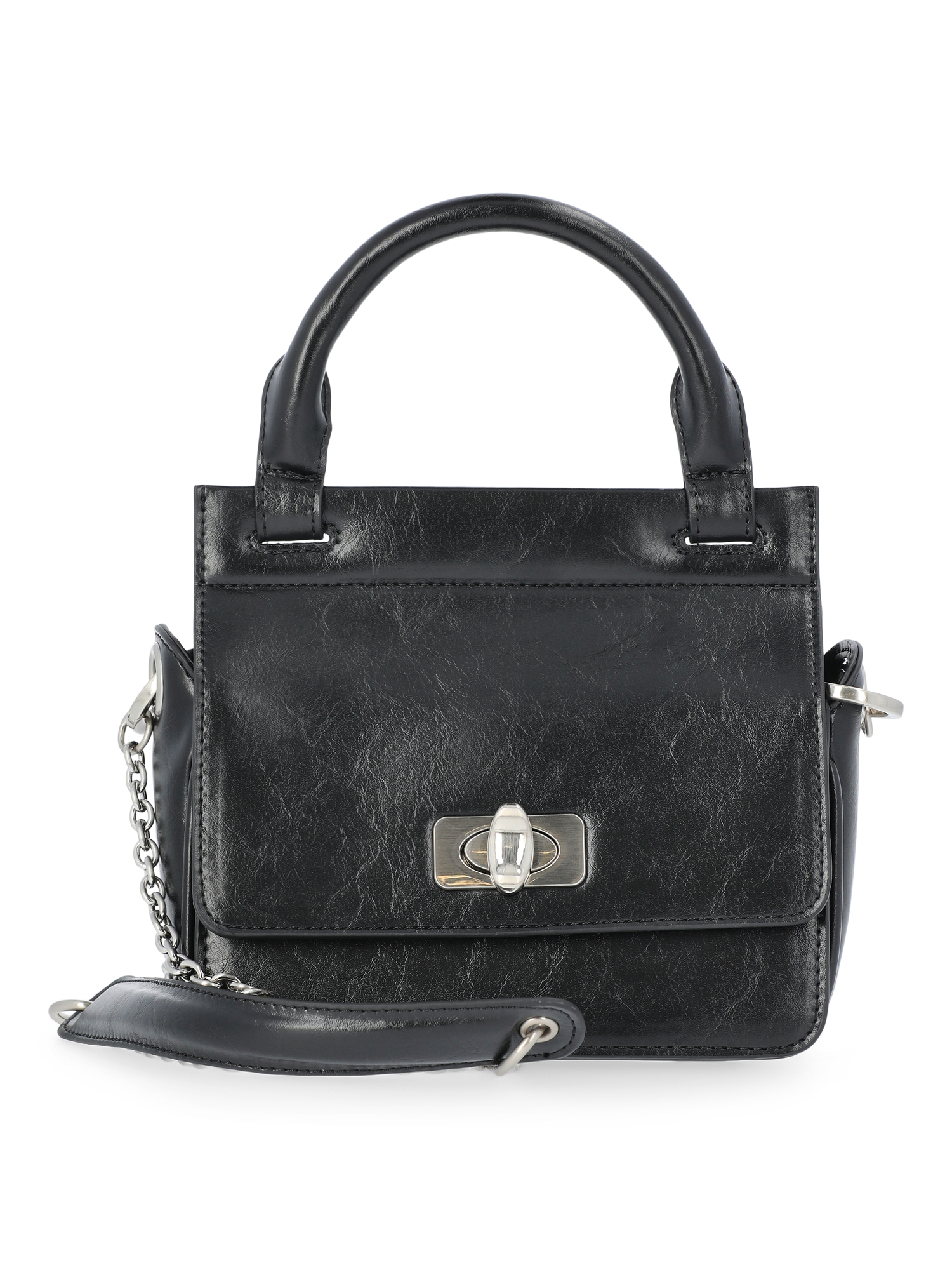 Scoop Women's Faux Leather Top Handle Mini Bag with Crossbody Strap, Black