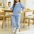 thumbnail image 7 of Acaics Girls' 2 Piece Ribbed Tracksuit Set: Color Block Crew Neck Long Sleeve Cuffed Jogger Outfit, Soft Daily Loungewear for Girls Ages 6 Months–6, 7 of 7
