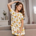 thumbnail image 3 of Pofeuu bunny in Easter eggs Print Women's Loose Fit Short Sleeve Nightgown, Comfortable Sleep Dress for Women, Casual Lounge Sleepwear, Soft Cotton Sleep Dress, 3 of 6