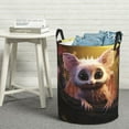 thumbnail image 6 of Rateoe Adorable Fluffy Bat Pattern Round Laundry Hamper Basket, Tall Hamper Basket for Blanket Storage, Nursery Clothes Hamper for Laundry in Bedroom and College Dorm-, 6 of 6