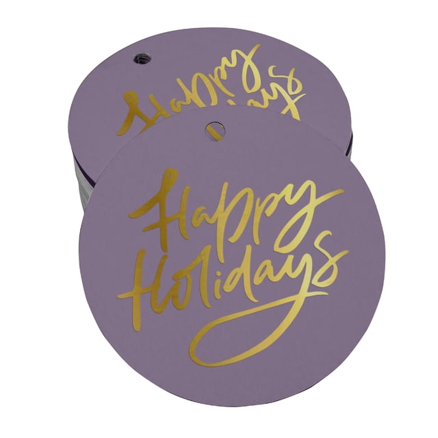 Inkdotpot Étiquette de Vacances Joyeuses en Feuille d'Or Véritable 50 Pcs