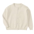 thumbnail image 2 of Toddler Kids Classic Plain Knit Jacket, Long Sleeve Versatile Layering Cardigan, Light Skin-friendly Knit Yarn for Daily Casual Matching Beige 100, 2 of 9