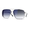 thumbnail image 4 of Mens Rectangular Rimless Racer Perforated Side Visor Metal Sunglasses Silver - Blue Mirror, 4 of 8