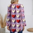 thumbnail image 4 of Dwralegc Womens Valentines Day Outfit Long Sleeve Loose Fit V- Neck Casual Tops 2026 Plus Size T Shirts Heart Print Tees Light Purple L, 4 of 5