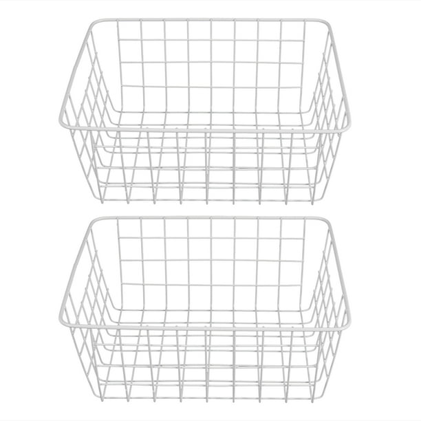 2 Pack Wire Storage Baskets, Farmhouse Metal Wire Basket Freezer