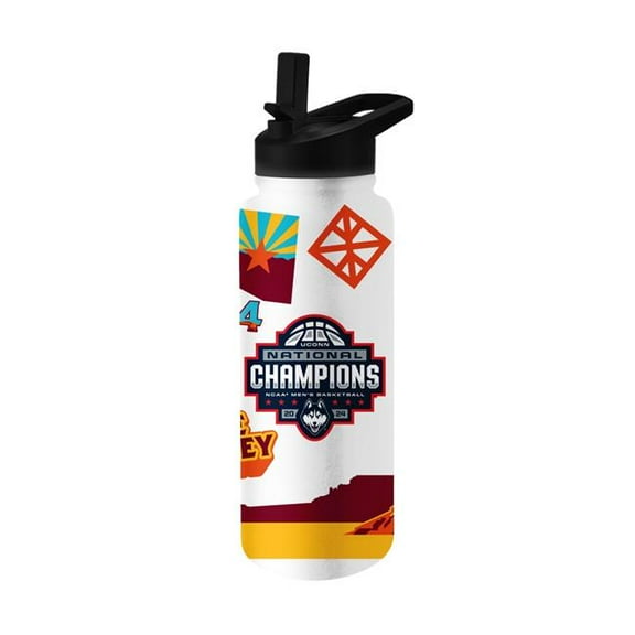 Logo Brands C4761-S34QB-UCN24C Uconn 34 oz 2024 Mens Basketball Champions Native Quencher Bottle