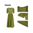 thumbnail image 5 of Gvmfive Women Square Neck Puff Sleeve Buttons Hem Side Pockets Casual Midi Dress, XL, 5 of 6