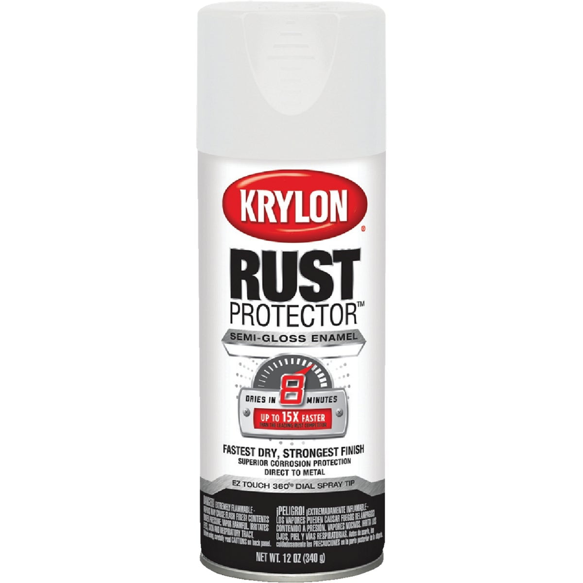 Krylon Rust Tough 12 Oz. SemiGloss Alkyd Enamel Spray Paint, White