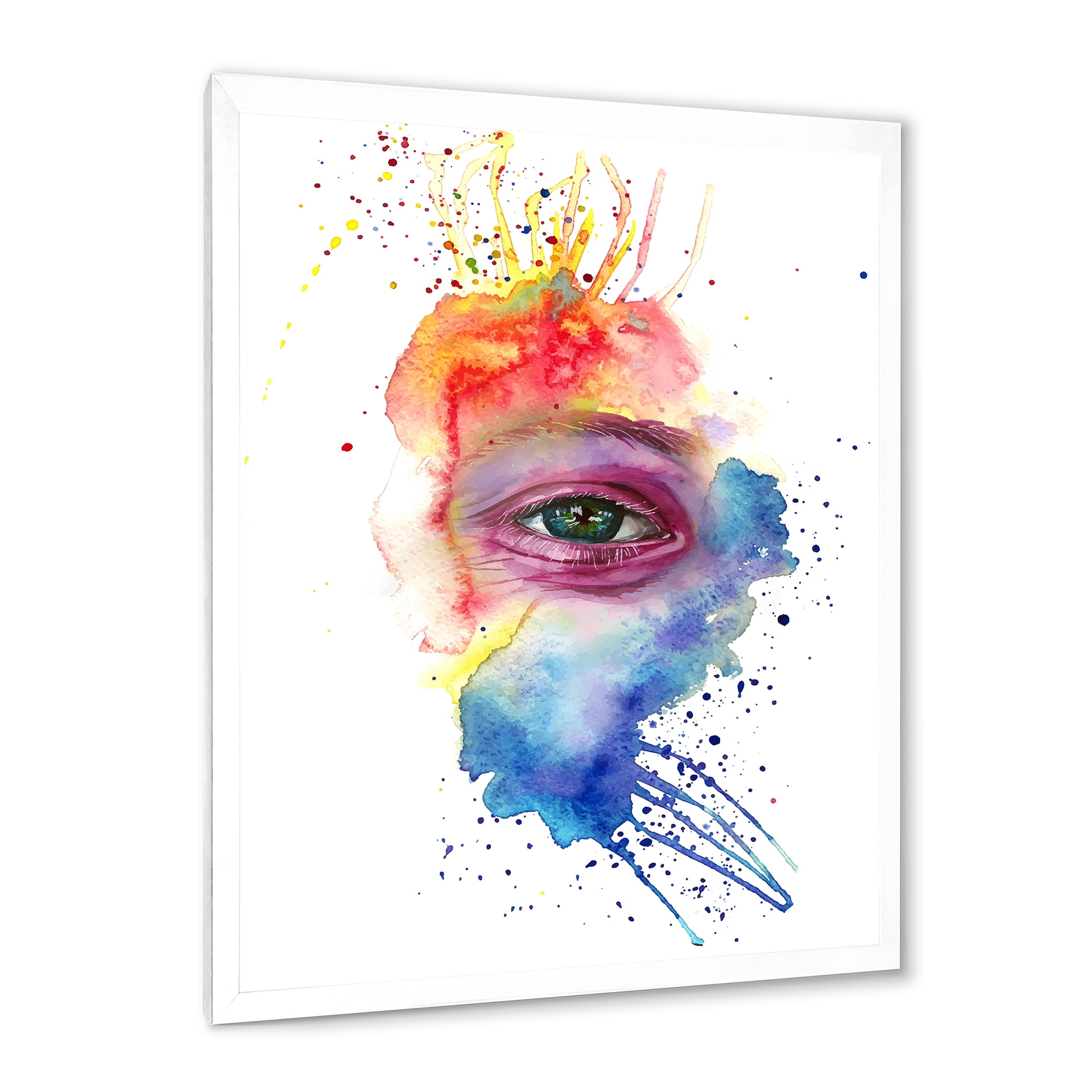 Designart 'Detail of Eye In Rainbow-Colored Face Portrait' Bohemian & Eclectic Framed Art Print