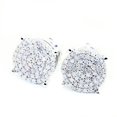 thumbnail image 4 of 1/5cttw (W) Diamond Stud Earrings 8mm Wide Round Cluster Screw Back Sterling Silver, 4 of 5