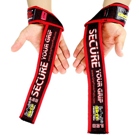 Pro Level Cotton Lifting Straps With Neoprene Wrist Pad Support & Silicone Grip Enhancement - Up To 24"" Long Weightlifting Straps & 2"" Wide For Maximum Support By Grip Power Pads